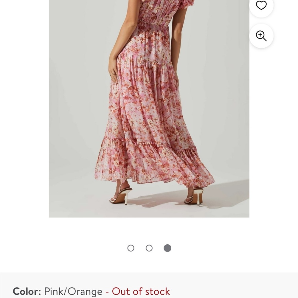 ASTR Roseline Off Shoulder Floral Maxi Dress, Pink/Orange, Size Large - Picture 7 of 11